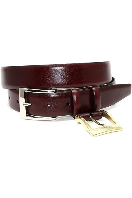 Italian Calfskin Double Buckle Option Dress Belt - Burgundy/Cordovan