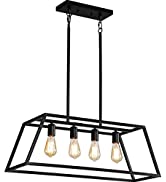 Black Kitchen Island Lighting, 4-Light Farmhouse Chandeliers, Modern Industrial Linear Rectangle ...