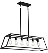 Black Kitchen Island Lighting, 6-Light Farmhouse Chandeliers, Modern Industrial Linear Rectangle ...