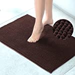 Urvoix Bathroom Rugs Non Slip, 30 x 20 Inches, Super Soft Absorbent Chenille Memory Foam Bath Mats for Bathroom, Shower Floor, Bath and Tub, Brown