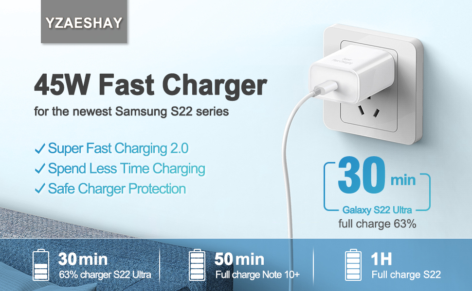 45w watt Samsung galaxy charger android charger type c fast charger super fast wall charger type c