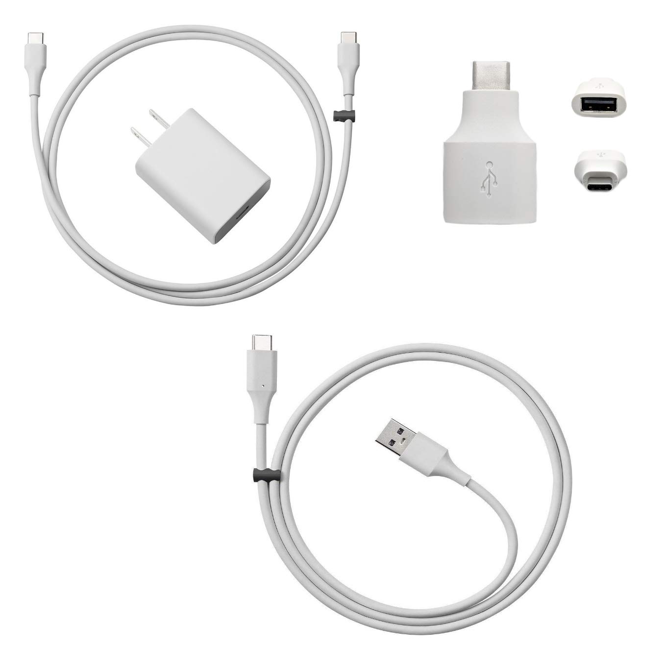 Google Official Pixel Charger for Pixel 3 and all Pixel Phones, Android Charger Cable Bundle with Fast Charging Google 18w Wall Charger - Charges any USB-C Phone (4 Items)