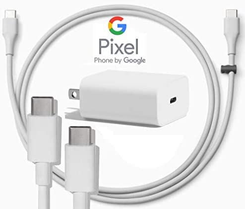 Google USB-C Charging Rapidly Charger for 2nd & 3rd Gen Pixel devices (18W 3A Charger + 3 Foot USB-C, C-C Cable)