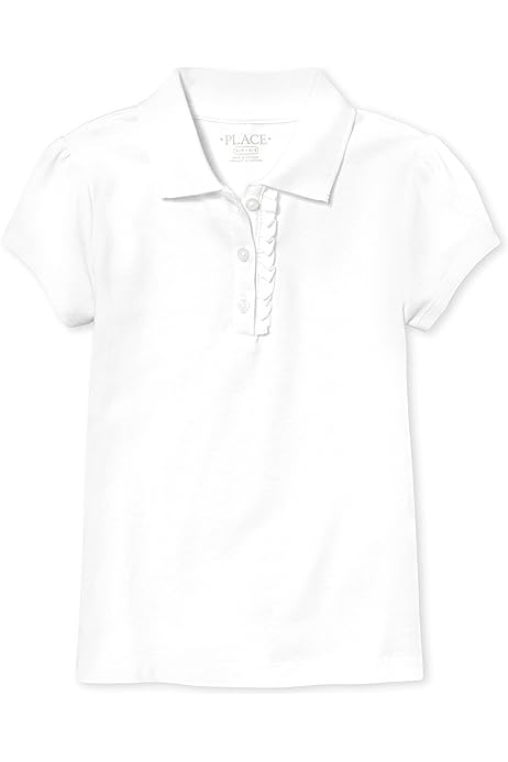 Girls' Short Sleeve Ruffle Pique Polo