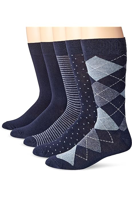 Men's Patterned Dress Socks, 5 Pairs