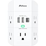 Wall Surge Protector Outlet Extender - 5 Outlet Splitter (3 Side) and 3 USB Charger(1 USB C), 1800 Joules Multi Plug Outlet Wall USB Outlet Spaced Adapter