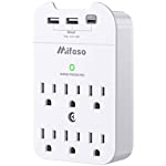 Outlet Extender - Wall Surge Protector with 6 Outlets 3 USB (1 USB C, Total 4.5A), Multi Plug Outlet Splitter, Wall Mount Adapter with Top Phone Holder for Home, School, Office (490 Joules)