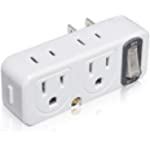 SYCON 4 Outlet Wall Extender AC Adapter with Night Light, 2-Prong Mini Indoor Wall Tap Power Outlet Extender Plug