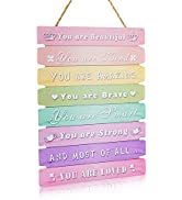 Room Decor Aesthetic for Teen Girls Rainbow Inspirational Wall Art for Kids Bedroom Decorations C...