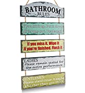 Bathroom Sign Rustic Bathroom Rules Wall Art Decor Farmhouse Decorations Funny Modern Vintage Cut...