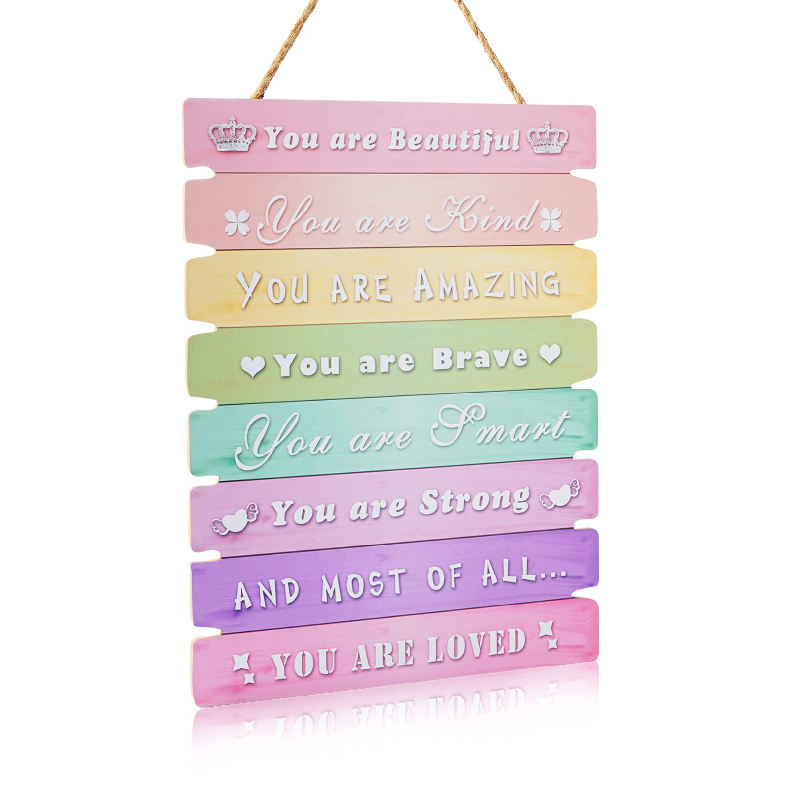 Room Decor Aesthetic for Teen Girls Rainbow Inspirational Wall Art for Kids Bedroom Decorations Cute Kawaii Room decor Pink Baby Little Princess Girl Toddler Room Sign Nursery Dorm Decor