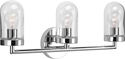 Signal Collection 3-Light Clear Glass Coastal Bath Vanity Light Polished Chrome