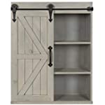 Kate and Laurel Cates Decorative Wood Wall Storage Cabinet with Sliding Barn Door, Rustic Gray