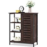 YITAHOME Storage Cabinet, Sideboard, Modern Cupboard Organizer with Metal Frame,Floor Cabinet with Open Shelves &amp; Door for Living Room, Kitchen, Bathroom, Hallway, Dark Walnut