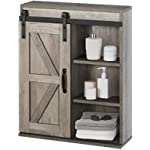 STHOUYN Wood Storage Cabinet Wall Mounted &amp; Freestanding, Medicine Cabinets, Over Toilet Storage, Sliding Barn Door, Adjustable Shelf, for Bathroom, Kitchen, Entryway, Laundry (Grey)