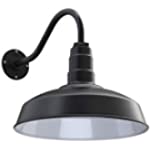 Steel Lighting Co. Gardena Barn Light | Outdoor Wall Mounted | 16&quot; Dome | 16&quot; Gooseneck | Farmhouse Light Made in America | Matte Black Exterior/White Interior