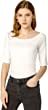 Allegra K Women's Half Sleeves Scoop Neck Fitted Layering Top Soft T-Shirt