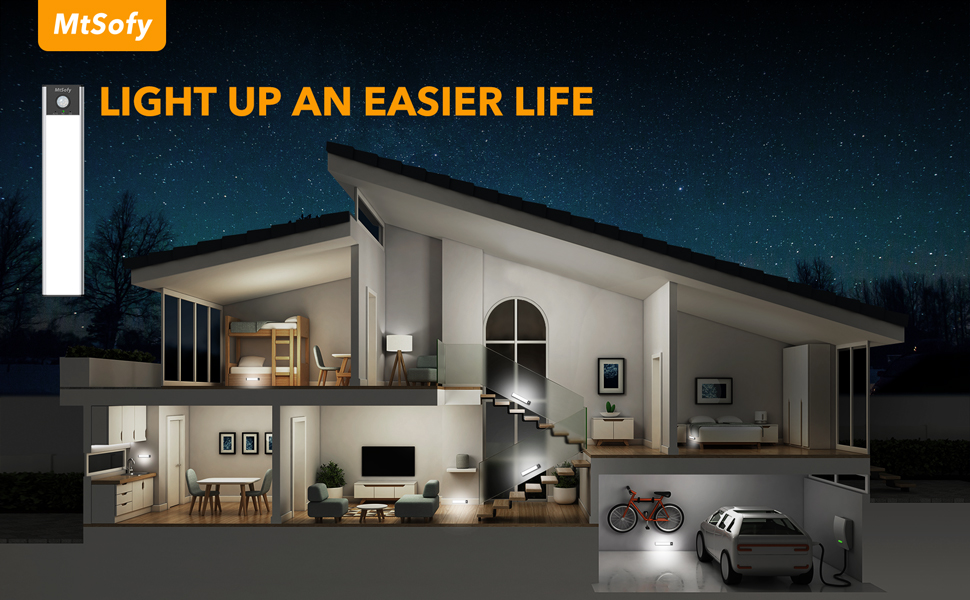 under counter lights closet light motion sensor ligt indoor magnetic lighting kicthen stick battery 