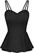 GRACE KARIN Women's Spaghetti Strap Ruffle Camisole Sleeveless Peplum Tops