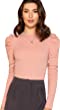 Floerns Women's Solid Puff Sleeve Crew Neck Casual T Shirt Top