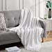 BOURINA Fluffy Chenille Knitted Fringe Throw Blanket Lightweight Soft Cozy for Bed Sofa Chair Throw Blankets, Off White 50" x 60"