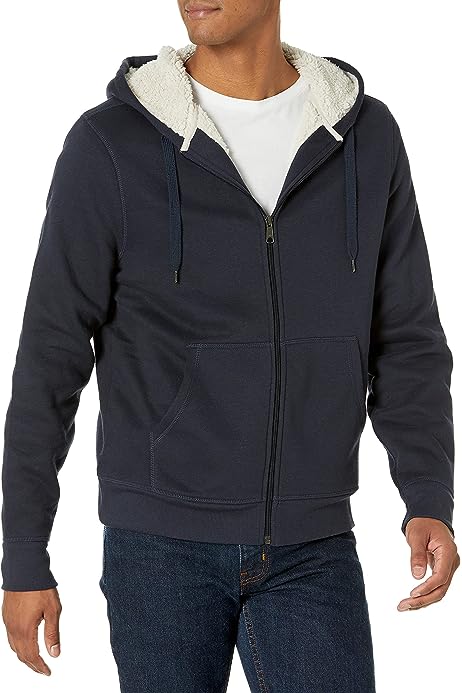 Men's Sherpa-Lined Full-Zip Hooded Fleece Sweatshirt