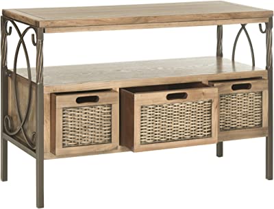 Safavieh American Homes Collection Joshua Antique Dark Walnut and Pewter 3-Drawer Console Table