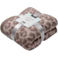 Bearberry Fuzzy Leopard Knitted Throw Blanket Soft Cozy Warm Microfiber Blanket for Couch Sofa Bed Travel (Linen/Warm Gray, 50&quot;x60&quot;)