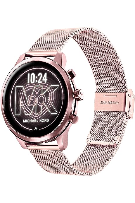 TRUMiRR Women Watchband for Michael Kors Access Gen 4 MKGO/MKGO Gen 5E 43mm, Mesh Woven Stainless Steel Watch Band Quick Release Strap Wristband for Michael Kors Access Gen 5 Lexington Smartwatch