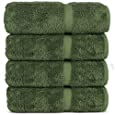 Chakir Turkish Linens Hotel &amp; Spa Quality, Highly Absorbent 100% Cotton Turkish Towel Set (Set of 4, Moss)