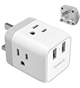 US to UK Plug Adapter, Ireland Hong Kong Type G Travel Adapter, TESSAN Power Adapter with 3 Ameri...