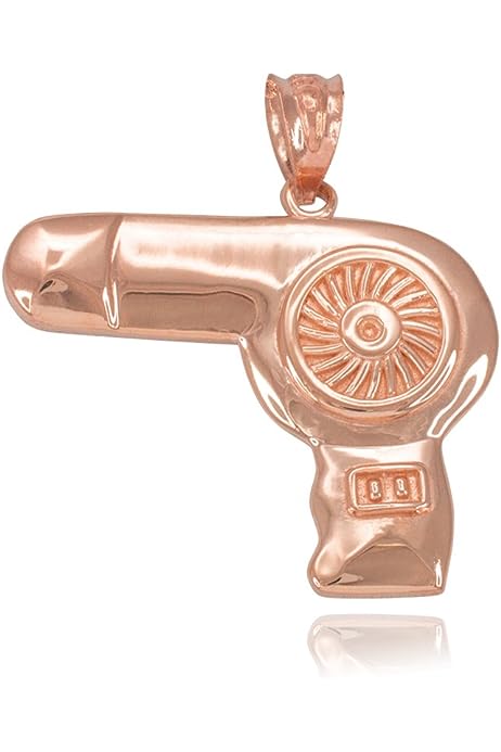 Polished 14k Rose Gold Hair Stylist Hair Blow Dryer Charm Pendant