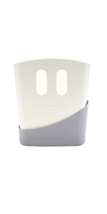 Gray Ubbi bath toy drying bin on white