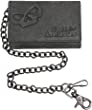 Harley-Davidson Men's Burnished Tri-Fold Skull Biker Chain Wallet BM2625L-TanBlk