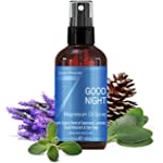 Seven Minerals Good Night Magnesium Spray, Powerful Organic Blend of Essential Oils (Cedarwood, Lavendar, Sweet Marjoram, &amp; Clary Sage), for Restlessness &amp; Better Sleep (4 fl oz)