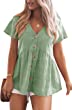 JayGate Womens Short Sleeve V Neck Blouse Button Down Shirt Loose Casual Ruffle Hem Babydoll Peplum Tops