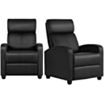 Yaheetech 2-Seat Reclining Chair Leather Recliner Sofa Modern Chaise Couch Lounger Sofa for Living Room Home Theater Black