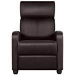 Yaheetech Mordern Recliner Chair Single Reclining Sofa with Pocket Spring Living Room Bedroom Home Theater Brown