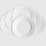 Mlueryu White Bone Porcelain Plate,6Pieces of High-Grade Bone China Plate, High-Grade Tableware Set, Round Plate (Matte White, 10.5inch)