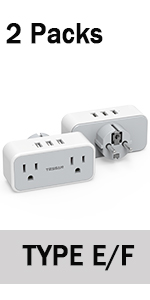 Type E F Plug Adapter 2 Pack