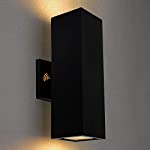 Tsiun Dusk to Dawn Sensor Outdoor Wall Lantern, Up and Down Lights, Matte Black, E26 Base Socket, Waterproof Aluminum Outdoor Wall Lamps