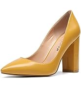 Castamere Womens High Block Heels Pointed Toe Slip-on Pumps 10CM