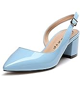 Castamere Women''s Slingback Chunky Block Heel Pumps Pointed Toe Kitten Heels Low Heel Sandals 5CM...