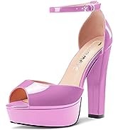 CASTAMERE Women Chunky Block High Heel Platform Peep Open Toe Sandals Ankle Strap Two-Piece Weddi...