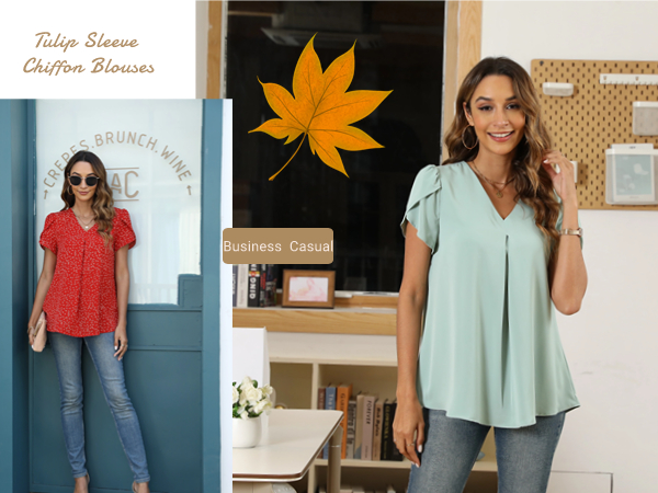 Women''s Blouses Casual V Neck Dressy Shirts