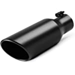 A-KARCK Exhaust Tip 2.5 Inch Inlet, 2.5” Inlet 4” Outlet 12” Long Black Coated Finish Muffler Tip For Truck Tailpipe, Stainless Steel Rolled Edge