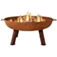 Sunnydaze Rustic Cast Iron Fire Pit Bowl with Handles - Outdoor Wood-Burning Fire Pit Bowl for Backyard, Patio or Porch - 34-Inch Diameter