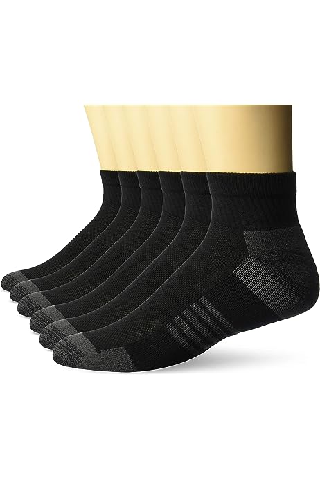 Men's Performance Cotton Cushioned Athletic Ankle Socks, 6 Pairs