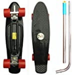 Pole Skateboard Detachable Handle 22 Plastic Cruiser Board. Best Beginner Skateboard All Kids Ages . Best Complete Learning Balance Skateboards Both Young Boys Girls. Best Training Board (Black)