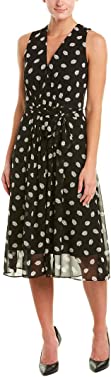 Anne Klein Women's Printed V-Neck Midi Dress